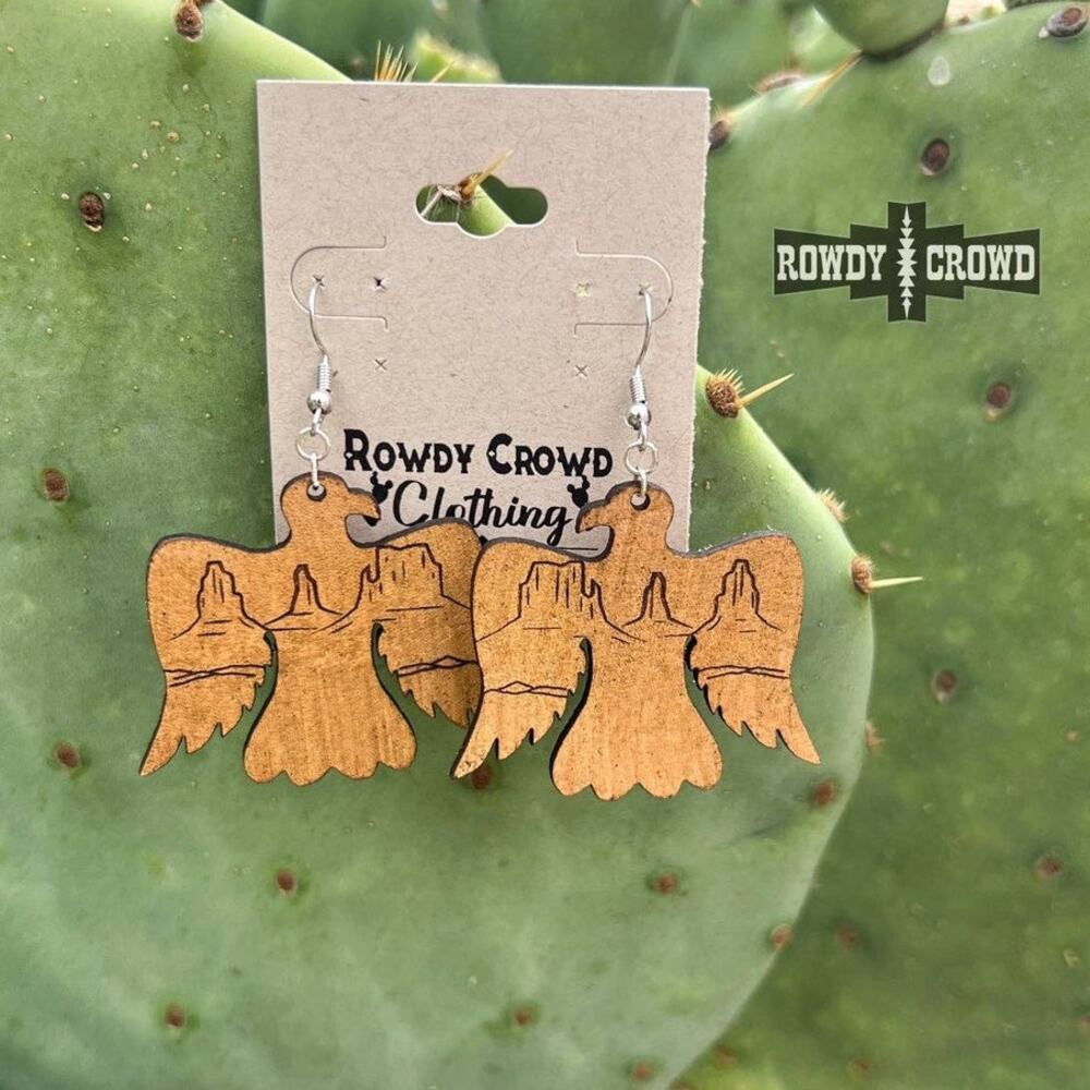 Western Cowgirl Tempe Thunderbird Leather Dangle Earrings